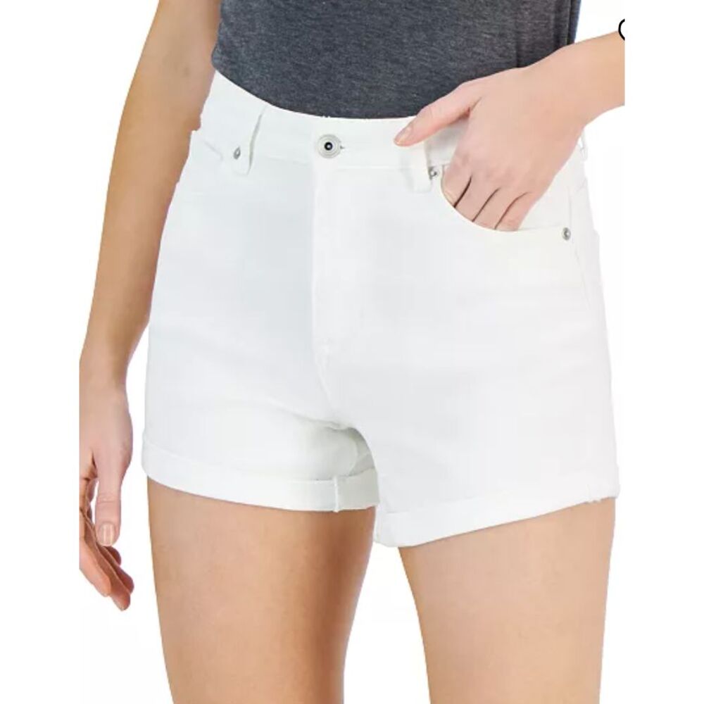 Celebrity Pink Juniors' 4" High-Rise Curvy White Denim Shorts 13/31 NWT $28